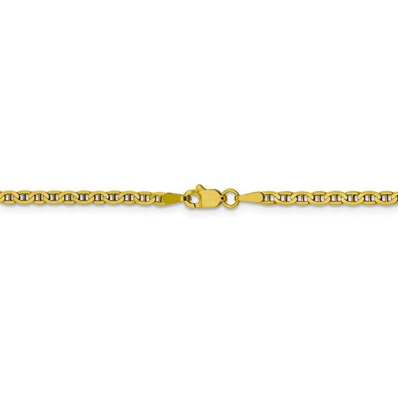 10k Yellow Gold 2.4mm Flat Anchor Chain Anklet - 10 Inch - Picture 3 of 6